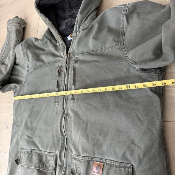 Carhartt C95 ARG Jackson Coat Men XL Tall Green Sherpa Lined Hooded Work Jacket - Picture 8 of 12